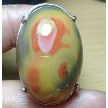 Cincin Batu Akik Motif Gambar 3 Warna Jumbo Unik Antik