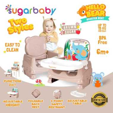 Sugar Baby New Folded Booster Seat Hello Bear Kursi Makan Brow Sugar