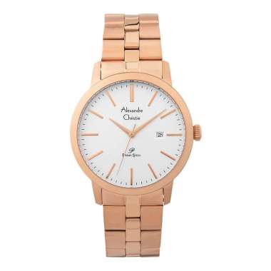 Jam Tangan Pria Alexandre Christie Primo Steel AC 1007 MD BRGSL Men Silver Dial Rose Gold Stainless 