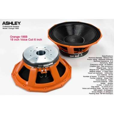 Speaker Komponen ASHLEY ORANGE 186B / 186 B 18 INCH ORIGINAL ASHLEY