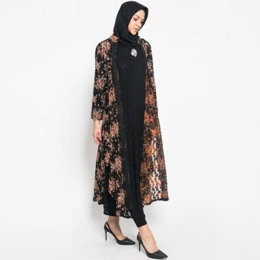 Kasa Heritage Zuly Long Dress Muslim Wanita - Black Brown
