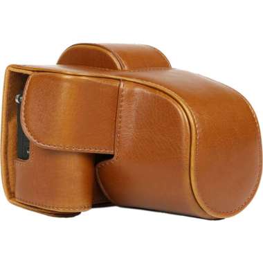 Gudang Digital - Canon EOS M50/ M5 Leather Bag Casing for Kamera Mirrorless 15-45mm Light Brown