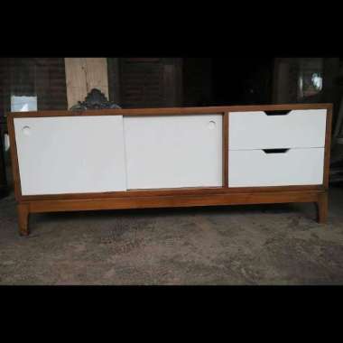 MEJA TV KAYU JATI MINIMALIS SLEDING RETRO