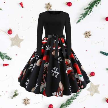 Womens Dress Long Sleeve Xmas Dress 