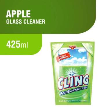[APPLE] Pembersih Kaca Rumah Cling Hijau 425ml Pouch/ Cling Bersih Seperti Tanpa Kaca / Mr. Muscle
