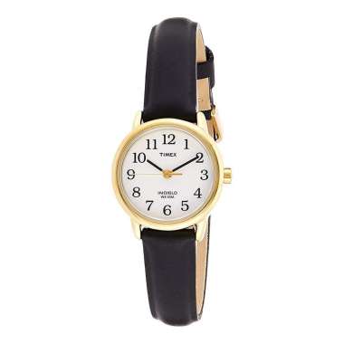 Timex Easy Reader T20433 Indiglo White Dial Black Leather Strap [Machtwatch] Hitam