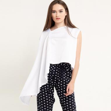 REE One Side Drapes Blouse - White