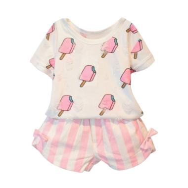CHICLE Motif Ice Cream Setelan Baju Anak Perempuan