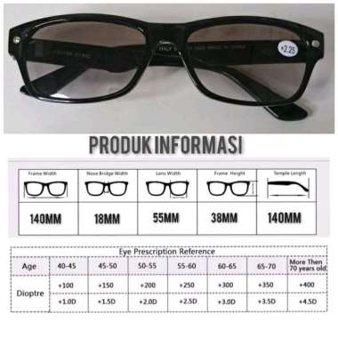 Kacamata Doble Fokus jalan dan Baca/Plus Lensa Hitam FREE BOX & KAIN LAP ES019R +1.25 Hitam