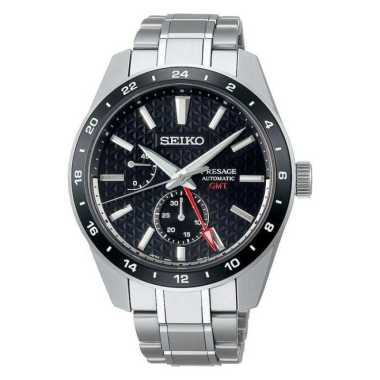SEIKO PRESAGE SPB221J1 Presage Sharp Edged Series Automatic GMT Black Dial Silver Stainless Steel Br