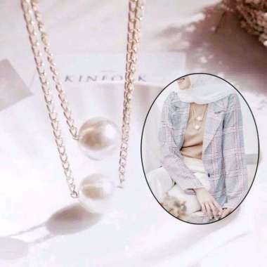 Kalung Panjang Hijab Mutiara Susun Jumbo Pearl Necklace