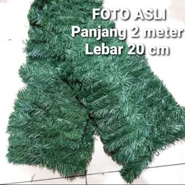 Garland Natal Daun Lilit Kawat Daun Natal Hijau Hiasan Daun Tangga