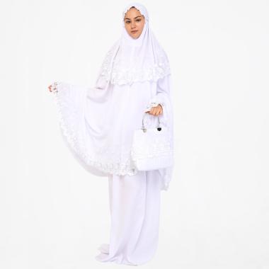 Jual Mukena Vania Premium Renda Brukat Bordir Mukena Dewasa Semua Ukuran Putih