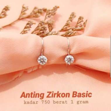 Anting kait permata solitair kadar 750 elegant emas asli