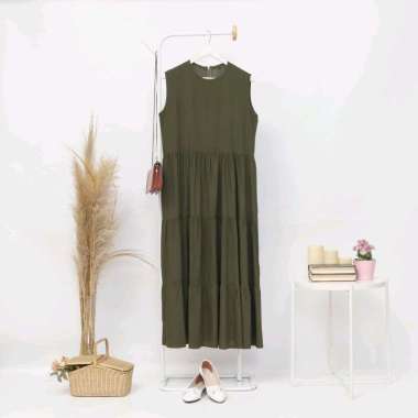 Jovita Inner Dress - Gamis katun - inner gamis - Inner Gamis tanpa lengan katun adem L Army
