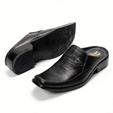 Sandal Slop Pria Bustong Kulit Asli Office Look Fordza Original 8012 38 Hitam