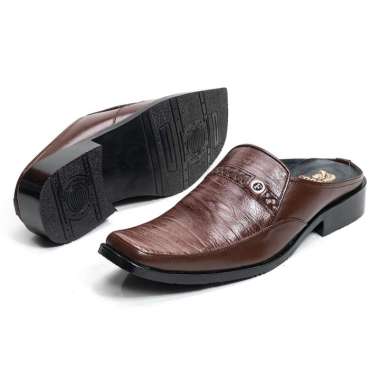 Sandal Slop Pria Bustong Kulit Asli Office Look Fordza Original 8012 39 Coklat