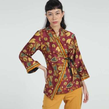 Batik Adikusuma Blouse Batik Daun Keladi 202242091 Wanita - Merah S