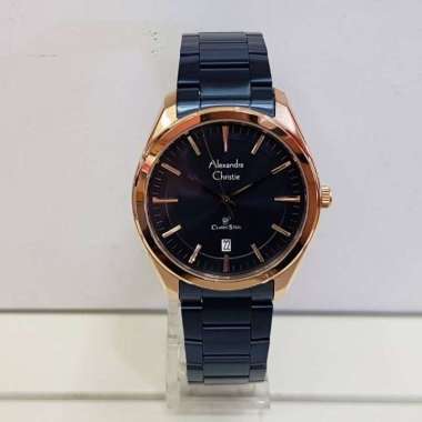 Alexandre Christie AC8654MD Classic Jam Tangan Pria Stainless Steel ORIGINAL Blue Rosegold