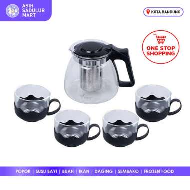 Teapot Teko Set Gelas Penyaring Bahan Gelas Promo Murah