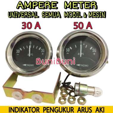 OEM Ampere Meter DC / Pengukur Amper Arus Aki / Ampere Cas Mobil Universal 50 Ampere