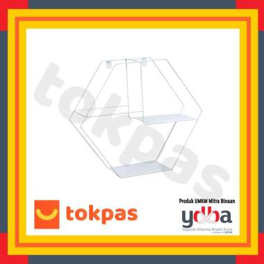 Rak Dinding Hexagonal Besi / Rak Dinding Pajangan Gantung Tempel Putih