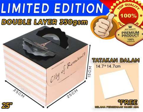 DUS KUE KERTAS CANTIK UKURAN 25X25X15CM - JP2506