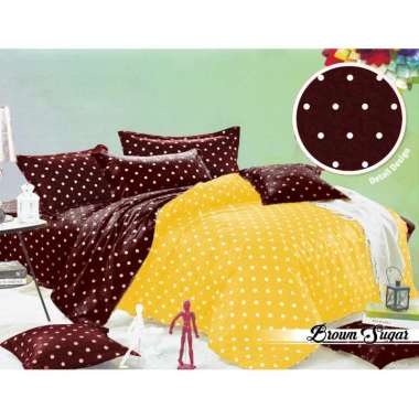 Romeo Polkadot Sugar Set Sprei & Bedcover - Brown [Tinggi 30 cm] Single Multicolor