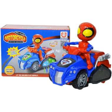 Mainan Motorcycle Lampu dan Musik Motor Berubah Jadi Robot Spiderman