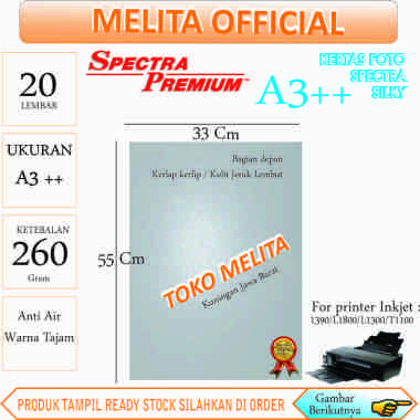 Spectra kertas foto A3++ 33 x 55 cm silky kulit satin kulit jeruk lembut