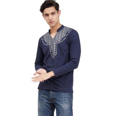 VM Kaos Lengan Panjang Baju Koko Pria L Navy Blue