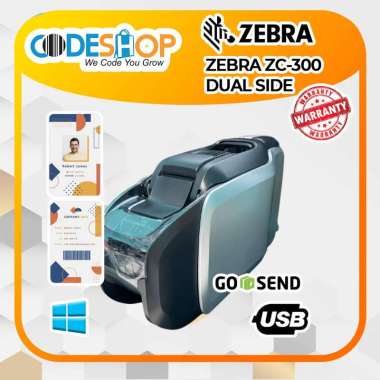 PRINTER KARTU ID ZEBRA ZC300 ZC 300 ZC-300 DUAL SIDE GARANSI RESMI SILVER