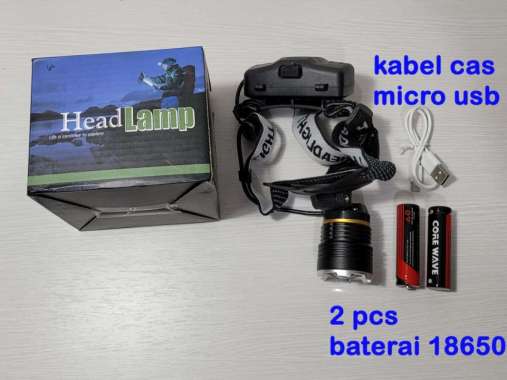 Headlamp Led 8001 zoom 2 pc 18650 SENTER KEPALA SENTER hitam