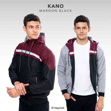 HEYLOOK Official - Jaket Pria Bolak Balik Jaket Kano Pria Jaket Hodie Bisa Dilepas Original XL Maroo