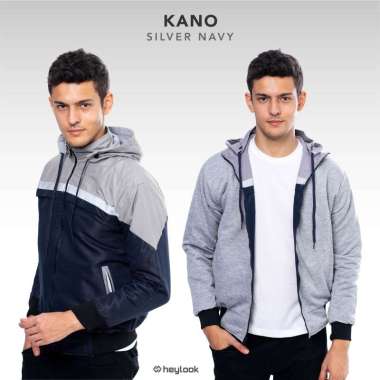 HEYLOOK Official - Jaket Pria Bolak Balik Jaket Kano Pria Jaket Hodie Bisa Dilepas Original L Silver