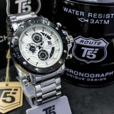 Jam Tangan Fashion Jam tangan pria T5 H 3702 original T5 H3702 Analog rantai Silver white