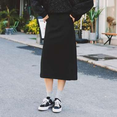 midi skirt black