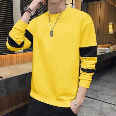 Baju Kaos Pria Distro Lengan Panjang Robe Cowok Kuning XL