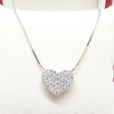 Beauty Culture Bckl009 Big Heart 2 Perak Silver 925 Lapis Emas Putih Kalung Liontin Original