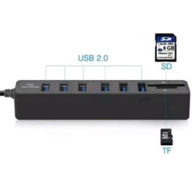 USB HUB 2 IN 1 COMBO 6 Port Card Reader SD, TF Card