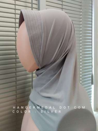 Pro Hijab Sport Jilbab Instan Polos Kerudung Olahraga Lari Sepeda Gym Finess Yoga SILVER