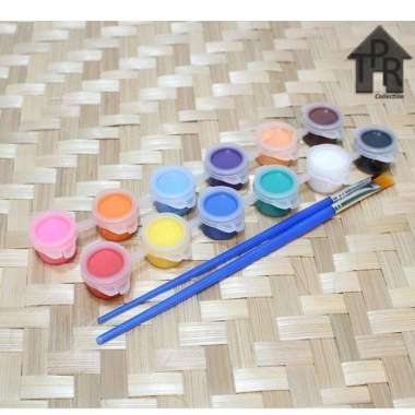 Set Cat Akrilik Untuk Prakarya Tanah Liat 12Warna + 2Kuas