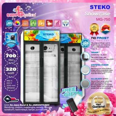 SHOWCASE 2 PINTU STEKO MG 750 700 LITER BERGARANSI RESMI