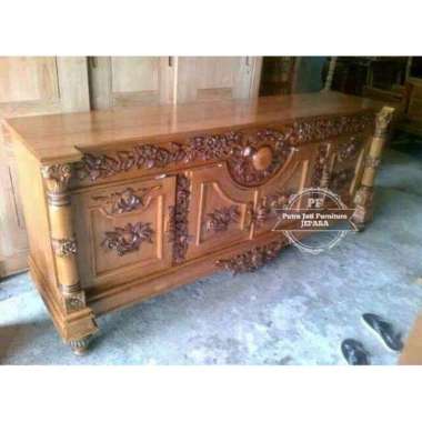 Mebel Asli Jepara Bufet Jati Ukir Jepara - Meja Tv Rak Jati Full Ukir