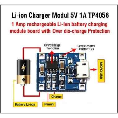 5V 1A Micro USB to Lithium Battery Charging Module Modul Cas Batere Baterai Rechargeable