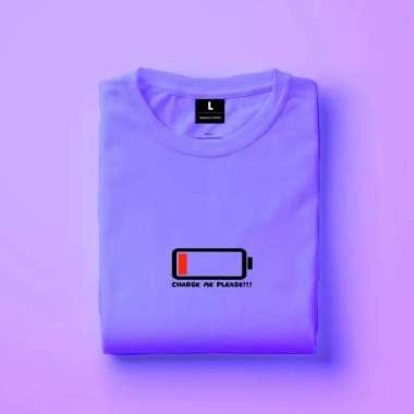 SUPERTEE FASHION PRIA PAKAIAN KAOS PRIA CHARGE ME Ungu Muda XXL