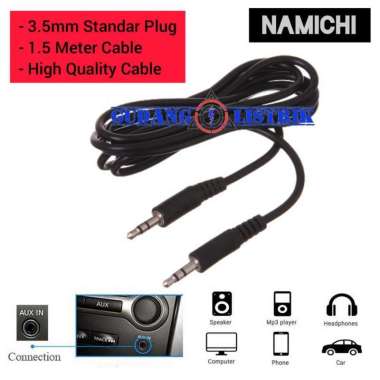 Kabel Aux Kabel Audio Stereo 1 ke 1 Jack 3.5mm Hp ke Speaker 1.5 meter