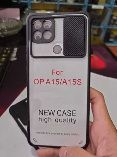 Case OPPO A15 / OPPO A15s Hard Case Fusion Slide Case Transparant OPPO A15 Clear List Hitam
