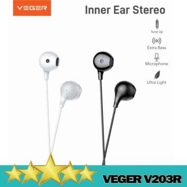 VEGER V203R INNER EAR STEREO EARPHONE w/ MICROPHONE