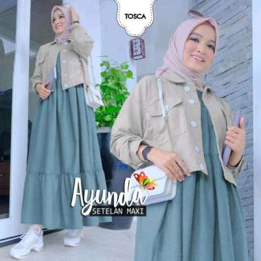 Setelan gamis perempuan dan rompi set Ayunda setelan baju muslim wanita gamis outer setelan baju per
